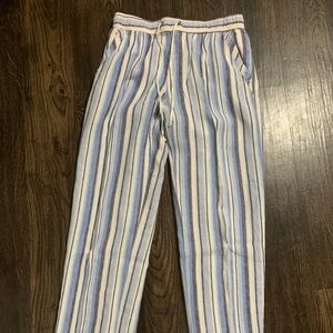 Artisan Ny Blue and White Striped Linen Pants